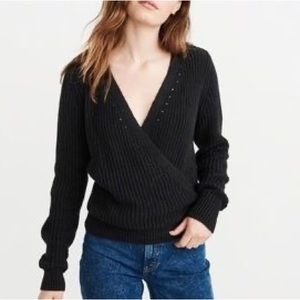 Abercrombie & Fitch Crossover Wrap Black Sweater, Small